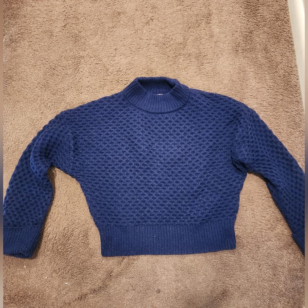 J.Crew Honeycomb mockneck sweater in wool blend, Sz S